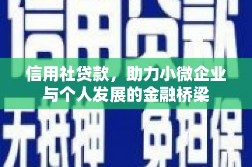 丰顺信用社贷款，助力小微企业与个人发展的金融桥梁