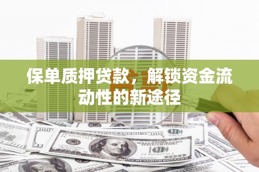 邵武保单质押贷款，解锁资金流动性的新途径