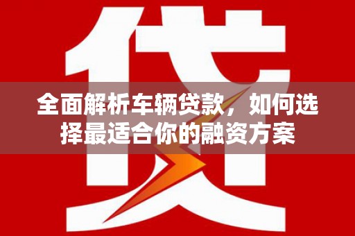 原阳全面解析车辆贷款，如何选择最适合你的融资方案