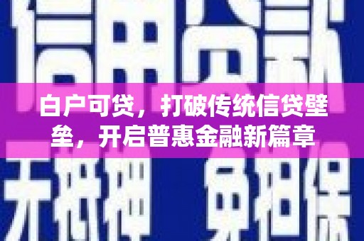 灌南白户可贷，打破传统信贷壁垒，开启普惠金融新篇章
